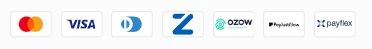 Mastercard, Visa, Diners Club, Zapper, Ozow, PayJustNow, Payflex